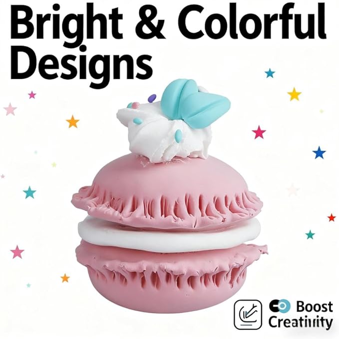 Air Dry Clay Dessert Kit for Kids – 12 Mini Dessert DIY Crafts with Tools, Birthday Cake & Ice Cream Pretend Food, Non -Toxic Arts & Crafts Gift for Girls & Boys Ages 5+