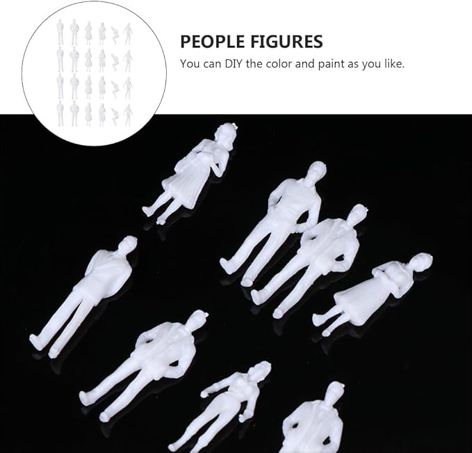 SUPVOX Painted People Figures Plastic Lifelike Models White Miniature Figurine People Scale Models 50pcs Different
