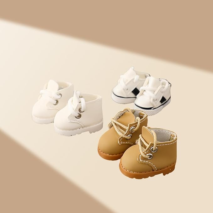 Doll Shoes for Lu bubu 17cm Dolls(No Doll) Accessories, Cute Martin Boots PU Leather Shoes Suitable for 17cm Doll, Dress Up Doll Shoe Replacement Brown