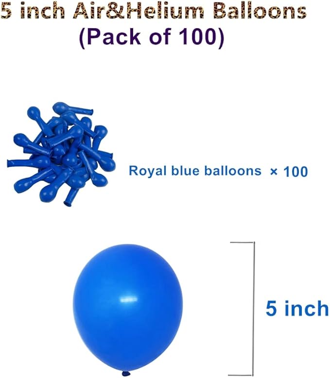5 inch Royal Blue Party Balloons, 100 pcs Mini Blue Birthday Balloons Latex Balloons for Birthday Wedding Baby Shower Decorations (Royal Blue)