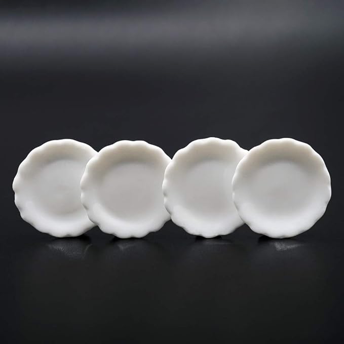 Odoria 1/12 Miniature Dish Plates 4Pcs Dollhouse Decoration Accessories