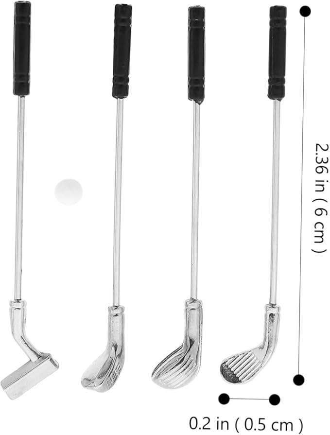 JOINPAYA 1Set Scale Miniature Golf Clubs Balls Realistic Dollhouse Accessories for Mini House Decor for Friends Material