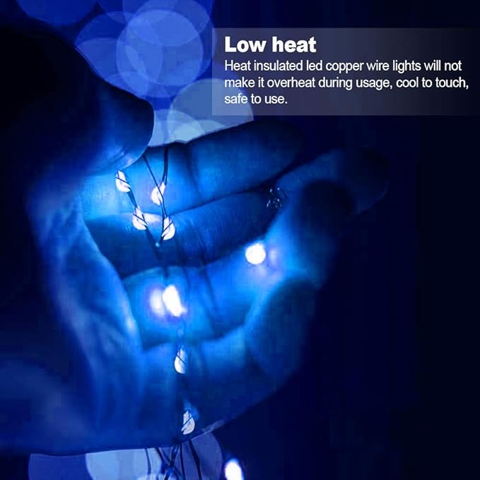 MUMUXI 16 Pack 10 ft Fairy Lights Battery Operated 30 LED Mini String Waterproof Silver Wire Firefly Starry Lights for DIY Wedding Party Mason Jars Christmas Decorations, Blue