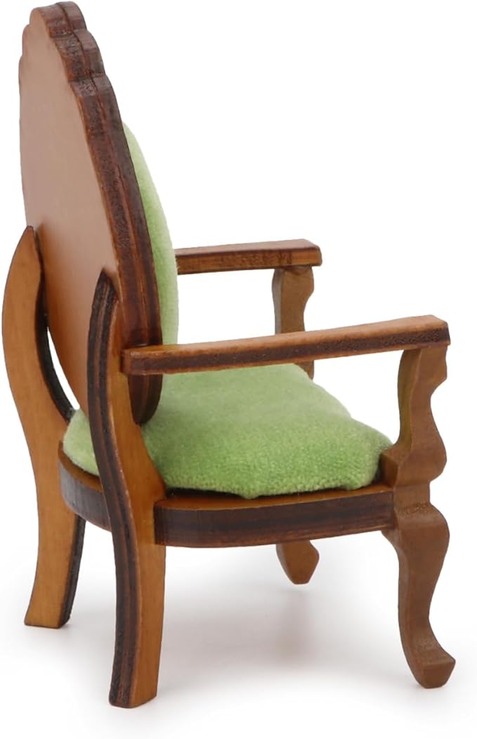 Dollhouse Chair 2PCS Miniature Furniture Retro Vintage Chair Wooden Accessories 1/12 Upholstered Victorian Carved Armchair for Christmas Decoration Ornament (B)