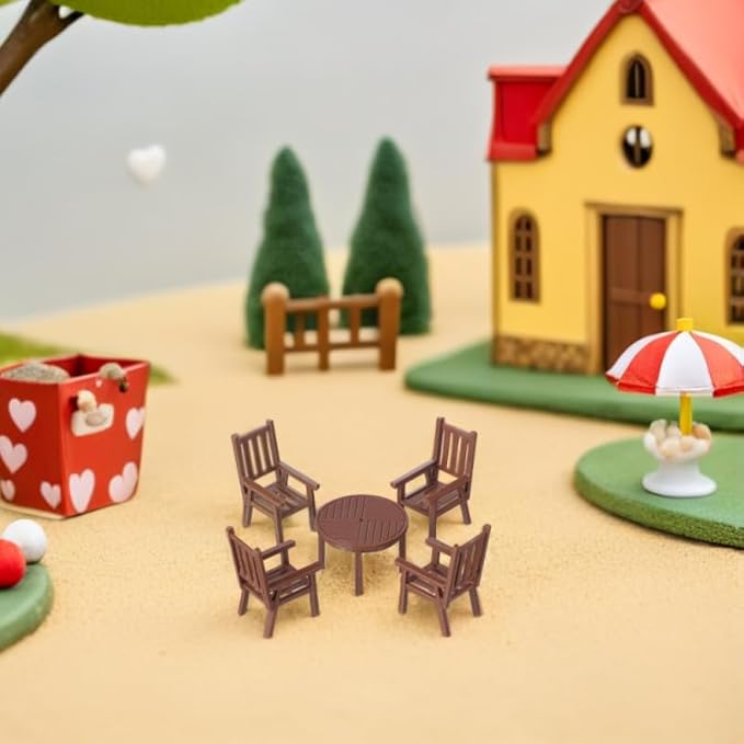 2 Sets Miniature Table Chair Set Dollhouse Furniture Accessories for Micro Landscape Decoration and Photography Props Realistic Tiny Dollhouse Furniture for Creative Projects