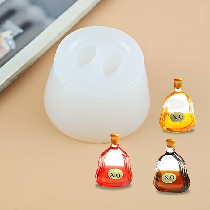Mini Wine Bottle Resin Silicone Molds 3D Simulation Miniature Wine Bottle Epoxy Casting Molds for DIY Micro Resin Dollhouse Fairy Garden Kitchen Display Decor