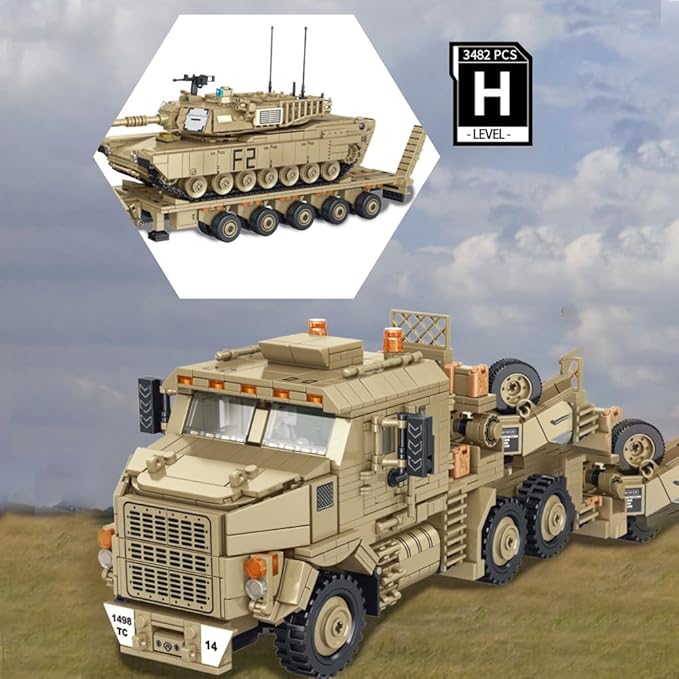 Military M1070 Armored Vehicles Building Kit, WW2 Military Tank Building Block Set, WW2 Armored Tank,Great Gifts Adult Sets for Men,3483 Pieces