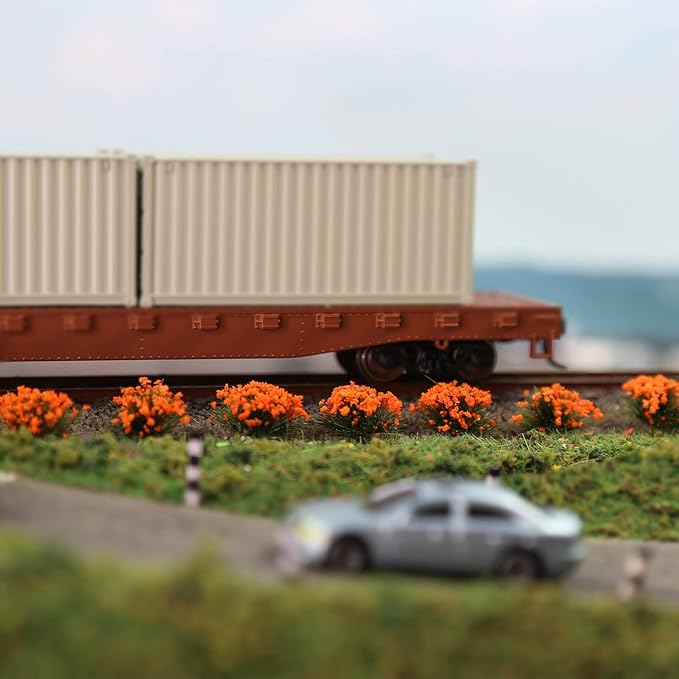 Miniature Vegetation Bushy Shrubs Tuft Flowers with Model Bases War Game DIY Railway Terrain Scenery (H)