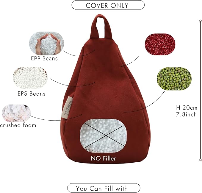 2pcs Cover of Mini Bean Bag Chair Cell Phone Holder (No Filler) Ultra Soft Micro Suede Anti Slip Miniature Bean Bag Couch Burgundy Red