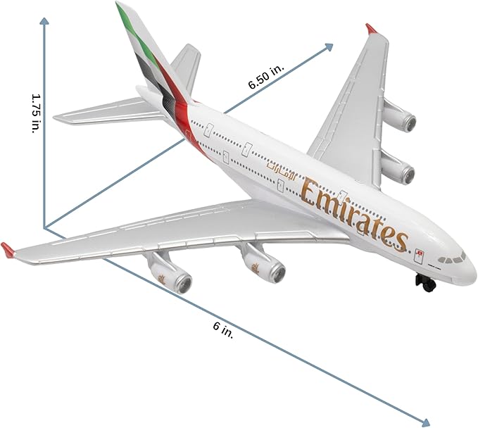 Daron Toy Airplane RT9904 – Emirates A380 – Die-Cast Metal Model Airplane Toy with Plastic Parts for Kids Ages 3+