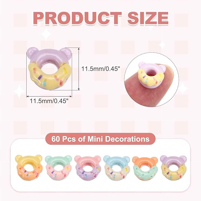 Mini Cute Donut Decor, Miniature Doll Food Crafts for Dollhouse & Landscape & Mini Kitchen & Micro Fairy Garden & DIY Craft Decorations(Light Colors, 100pcs)