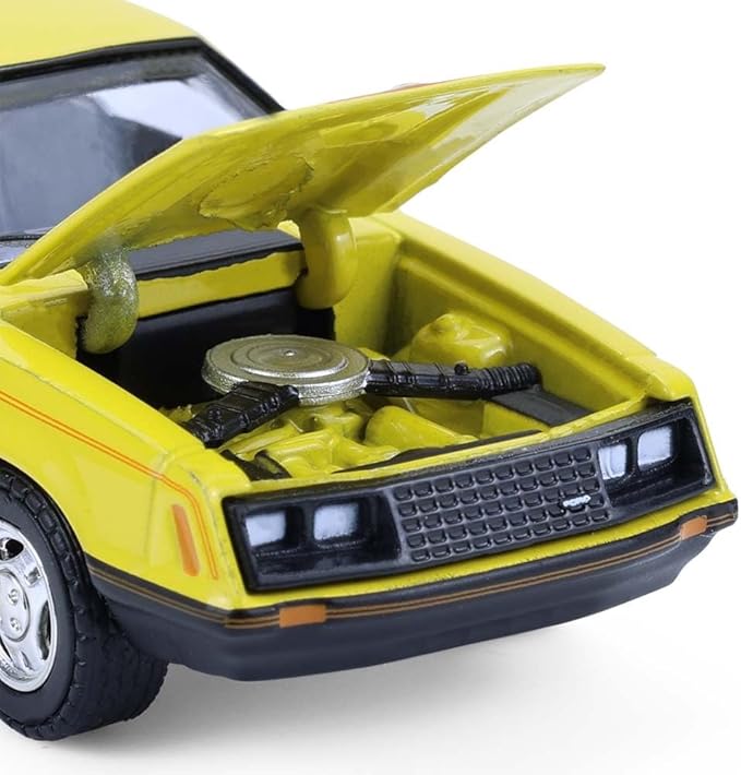 Greenlight Collectibles 13370-C Muscle Series 30-1:64 Scale Diecast Model - 1979 Mustang Cobra Fastback - Bright Yellow with Black and Red Cobra Hood Graphics and Stripe Treatment