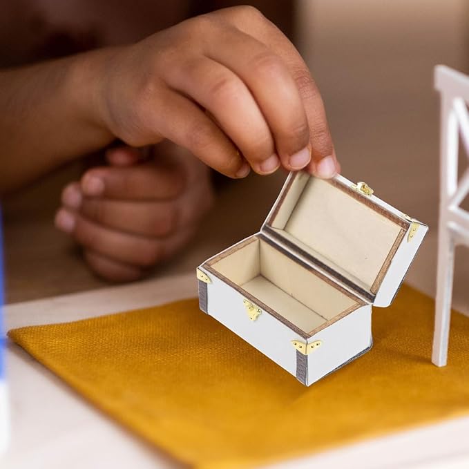 1:12 Vintage Miniature Suitcase Dollhouse Storage Case Travel Trunk Model Dollhouse Furniture for Mini House Decor