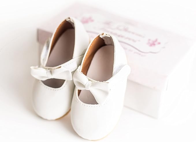 The Queen's Treasures 18 Inch Doll Clothing Shoes, White Dress Shoes with Bow Detail & Authentic Shoe Box, Compatible for Use with American Girl Dolls and Clothes