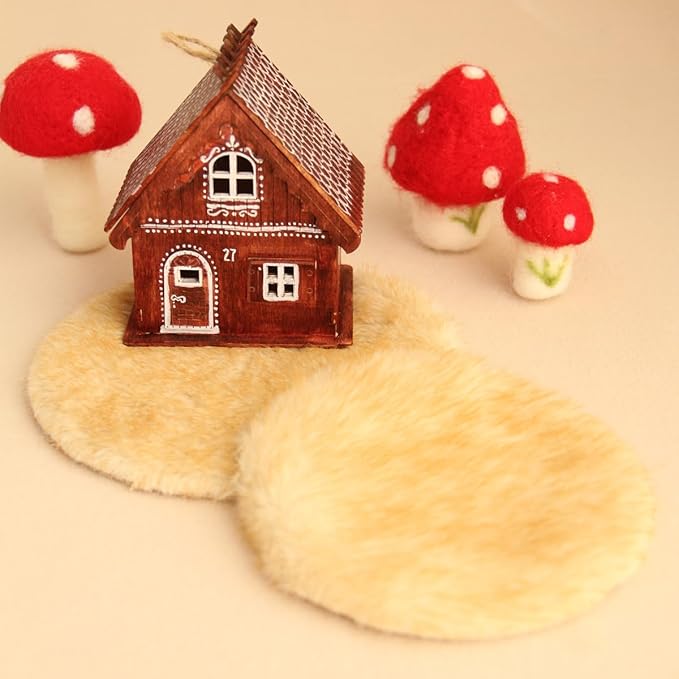 Funky Mini House Miniature Dollhouse Rug - 3 PCS 1:12 Scale Mini Soft Plush Carpet for Dollhouse Furniture Sets Ideal for Dollhouse Bedroom/Living Room Decor & DIY Craft Projects (Khaki)
