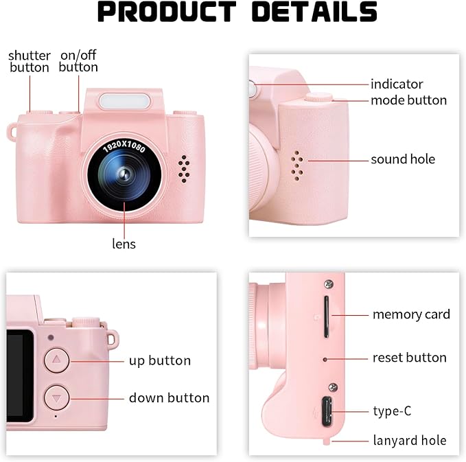 Mini Keychain Camera, FHD 1080p 48MP Mini Digital Camera with 1.3" HD Display & LED Light, 32GB SD Card Included - Fun for Kids & Adults, Collectible Gift for Travel, Birthdays & Stocking Stuffers