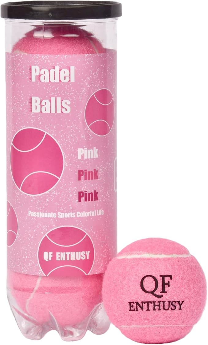 QF ENTHUSY Pink Tennis Balls, 3 Pack Colored Tennis, Suitable for Beginner, Training, Matches & Practice Sessions