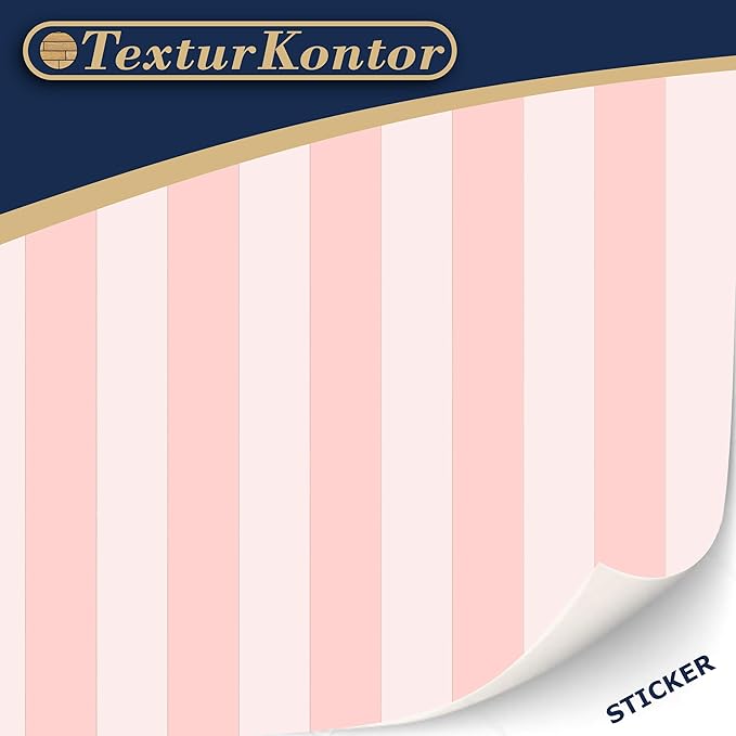 TexturKontor 3 Sheets Self-Adhesive Wallpaper for Dollhouses 1:12 Scale Antique Classic Victorian Wallpaper (Pink Stripes)
