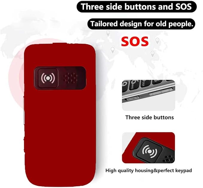 artfone G6 Pro Red - 4G LTE Flip Phone Unlcoked丨Cell Phone for Seniors丨2.4" Dual-LCD丨SOS Button丨Loud Speaker丨Camera丨Charging Dock丨Talking Clock丨Speed Dial丨 Hands-free丨Dumb Phone丨Caller-ID丨Large Fonts