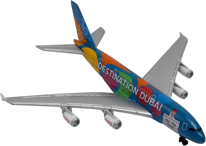 Daron Collectible Toy - Emirates Arlines A380 Double-Decker Flagship Airplane - Die-Cast Metal Model Airplane with Plastic Parts, for Children Ages 3+
