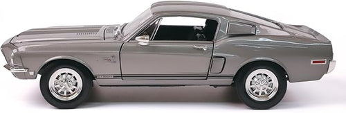 1968 Carroll Shelby GT-500KR Alloy Model - 1:18 Scale High-Performance Muscle Car Replica with Opening Doors and Display Case for Collectors and Enthusiasts（Silver）