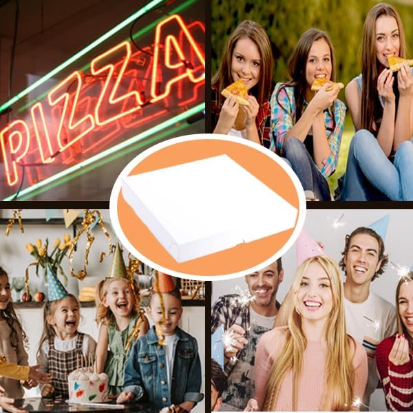Huoshange Thin White Pizza Box-7x7x1.6 Inch 20 Pack Disposable Small Pizza Boxes,White Pizza Boxes for Cookie,Mini Pies, Party Favors and Crafts