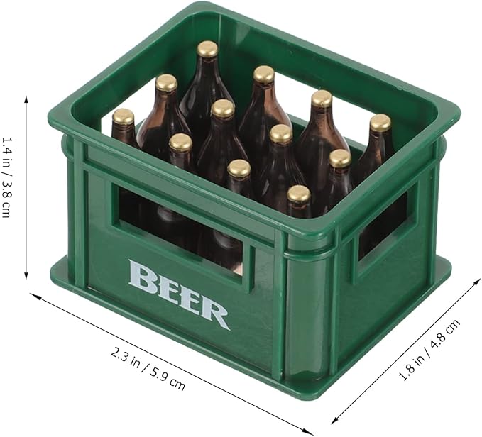 LOGOFUN 4 Pcs Dollhouse Wine Crate Miniature Beer Bottle Model Plastic Wine Basket Wine Bottles Dollhouse Kitchen Accessories Decoration