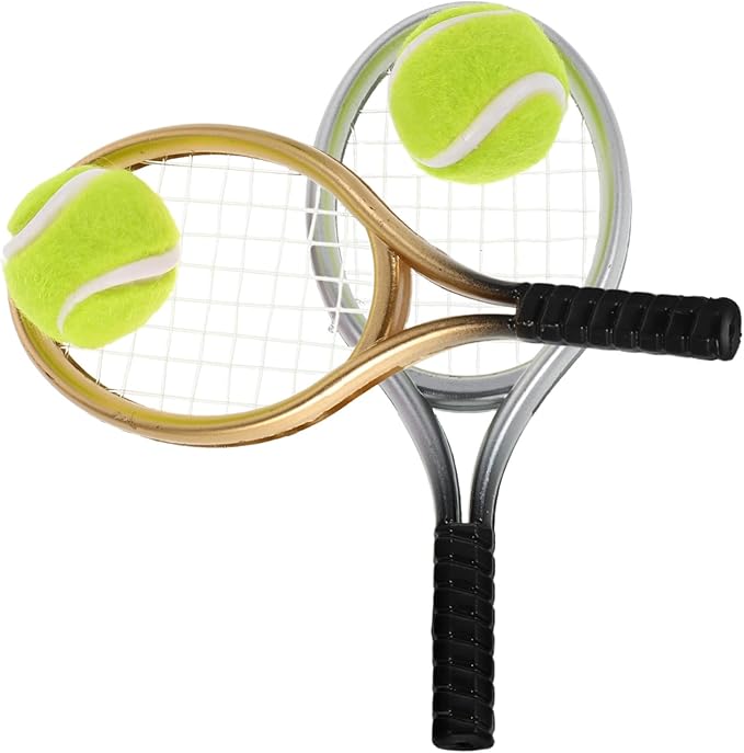 SUPVOX 2sets Miniature Tennis Racket Realistic Sports Accessories for Dollhouse Cake Toppers and Party Decorations for Tennis Enthusiasts and Events