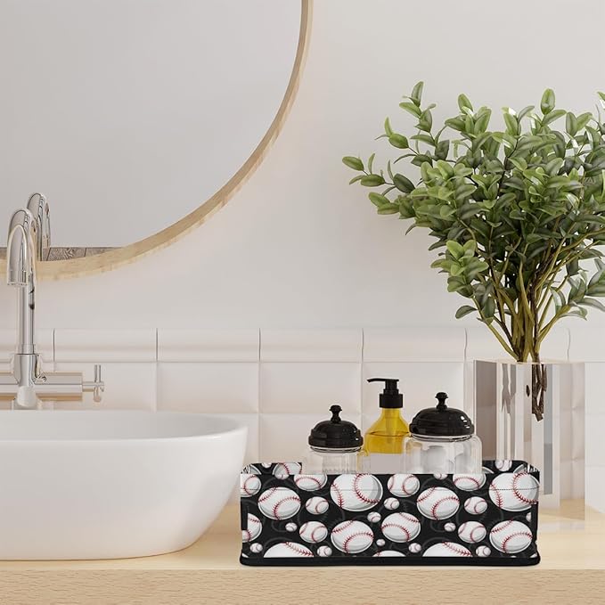 Sports Baseball Bathroom Storage Baskets Waterproof Bathroom Counter Organizer Decorative Toilet Paper Storage Basket for Organizing for Bathroom Living Room Decor