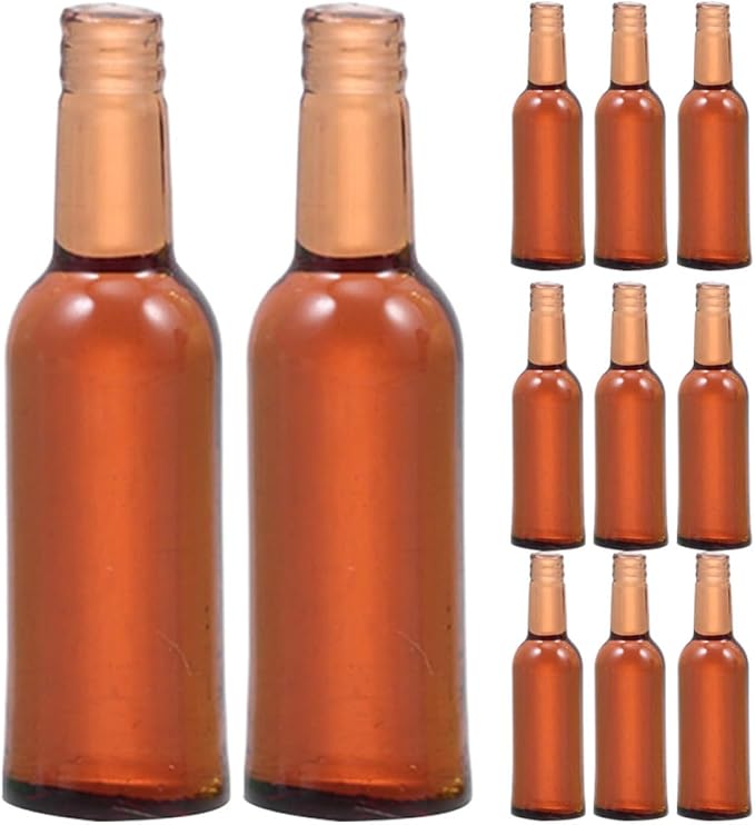 HOMOBABE 12pcs Miniature Wine Bottles Set for Dollhouse Decoration Tiny Beer Bottles Realistic Design for Miniature Scenes and Collectibles