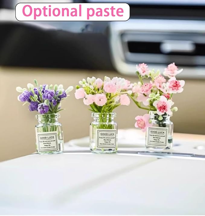 2 Pcs Miniature Flower Vases with Peach Blossoms – Handmade Dollhouse Vases for Micro Landscape, Resin Floral Decorations for Fairy Garden Scenes,Car Interior Decorations