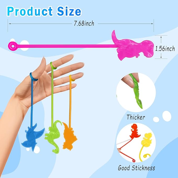 Dinosaur Sticky Hands Bulk 36 PCS Dinosaur Party Favors for Kids Stretchy Dino Sticky Hand Toy Goodie Bag Stuffers Fillers Treasure Box Toys for Classroom Prizes Carnival Birthday Party Supplies Gifts