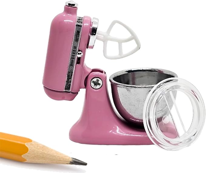 ChangThai Design Tiny 1¼" High Pink Bread Dough Mixer Kneader Machine Movable Figurine Steel and Resin Miniature Decoration Accessories Replica Decorative Collectible Figurines Home Décor Gifts