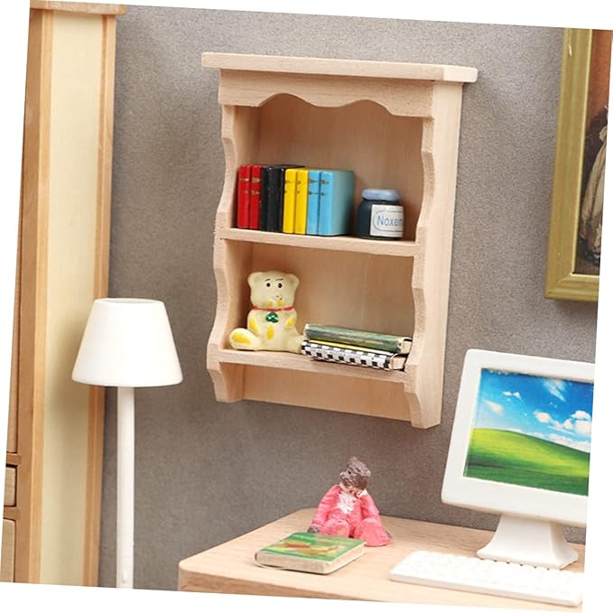 HEMOTON 1:12 Dollhouse Mini Furniture Model Decorative Mini Wall Shelf Accessory