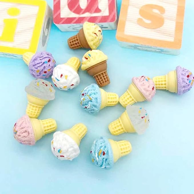 Mini Ice Cream Cone Model Dollhouse Accessory 0.83 Inch Realistic Miniature Ice Cream Prop for DIY Home Decor Photography