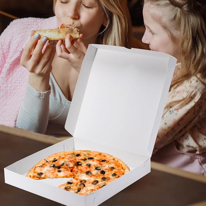 Huoshange Thin Pizza Box-10x10x1.9 Inch 20 Pack Disposable Small Pizza Boxes,White Pizza Boxes for Cookie,Pies, Party Favors and Crafts