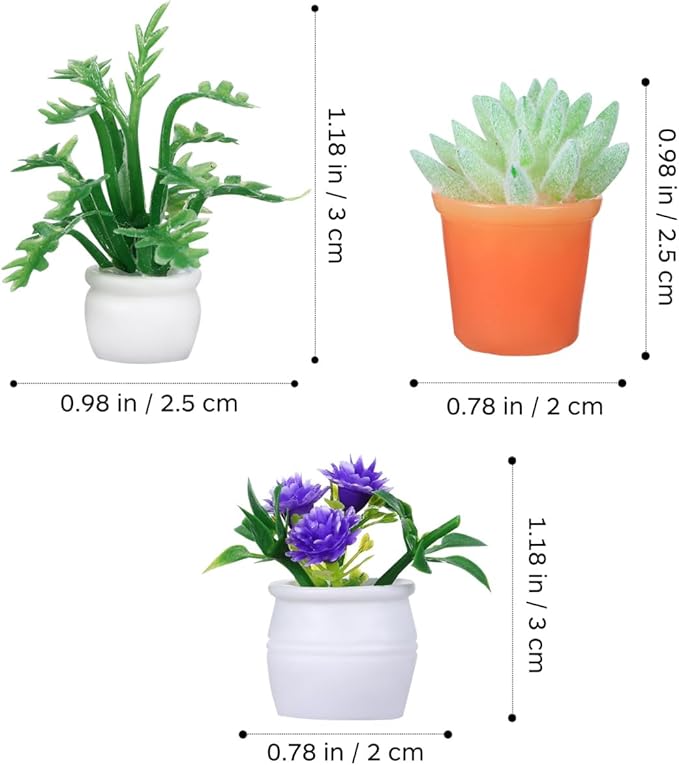 IMIKEYA Miniature Dollhouse Potted Plants: 12pcs Artificial Tiny Flowers & Greenery Ornament Micro Landscape Decor