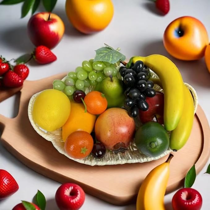 Generic 17pcs Artificial Mixture Fruits,Simulation Fruit Props for Photography Display, Lifelike Realistic Fake Fruits Home Decor Craft Fruit Set Fake Grapes Fake Banana, HC2412-17