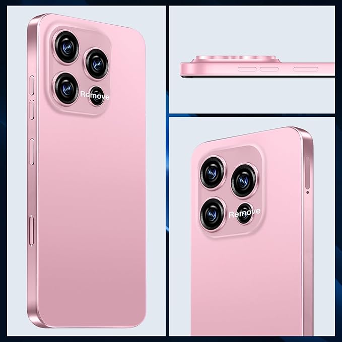 JQAKP 16PROMA X 5G Phone,Smartphone Unlocked Cell Phone 16GB+512GB/6.99“ HD Screen Display/68MP+108MP Camera/7000 mAh, Dual SIM Card/Face Unlock/Fingerprint Button Unlock (Pink)