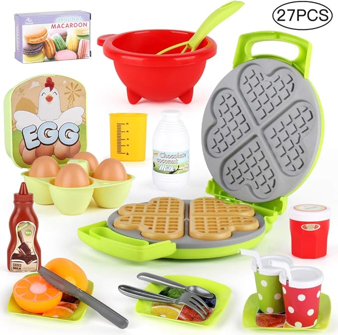 LiDi RC 27 Pack Waffle Play Food Toys for Toddlers ,Kitchen Sets for Kids,New Sprouts Waffle Time Variety Toys Gift for Kid Children ,Early Educational Learning Game for Age 3 4 5 6 7 8 Boys Girls