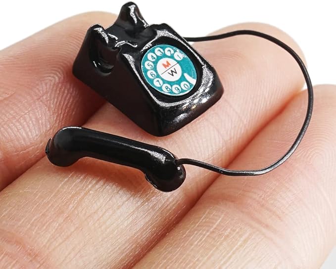 Odoria 1/12 Miniature Telephone Dollhouse Decoration Accessories, Black
