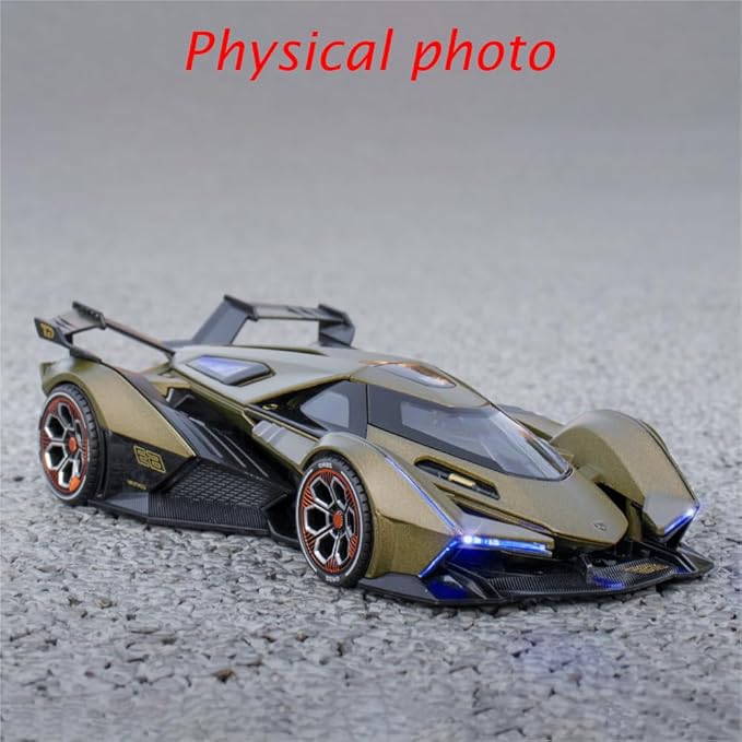 Toy Cars Model Lambo V12 Sports Race Car 1/22 Green Alloy Collectible Diecast Vehicles with Sound and Light