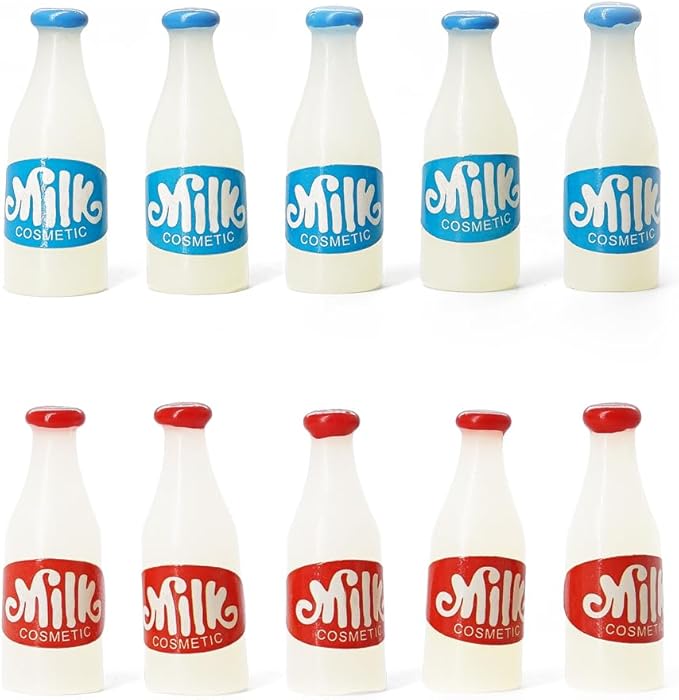 Odoria 1/12 Miniature Milk Bottles Dollhouse Decoration Accessories, 10Pcs