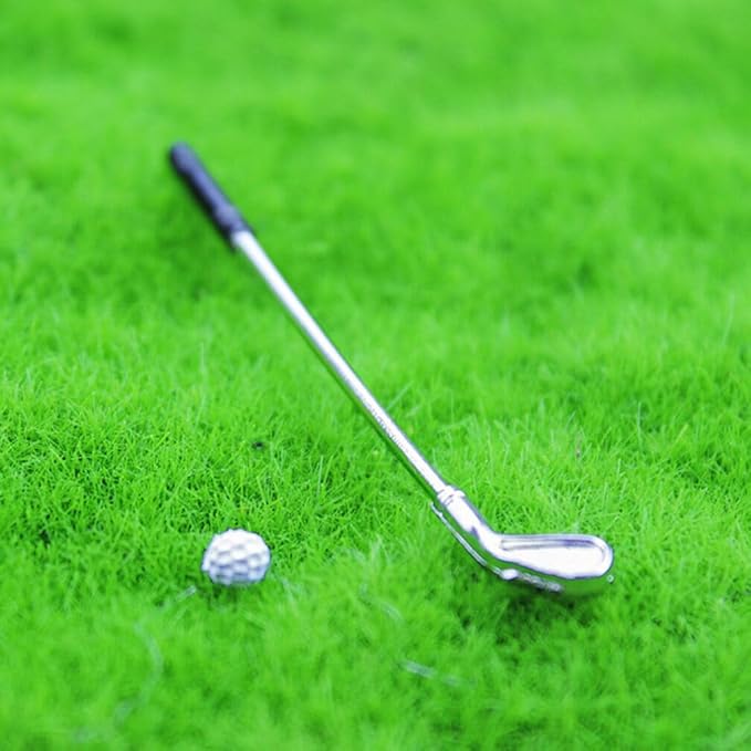 jojofuny Miniature Golf Set for Dollhouse, 1:12 Scale Alloy Mini Golf Clubs and Balls, Mini House Decoration, Realistic Golfing Accessories for Enthusiasts Collectors