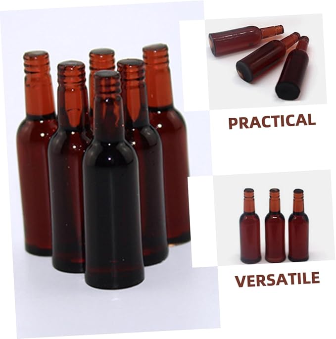 Totority Miniature Beer Bottles Pcs Dollhouse Accessories, Tiny House Decorative Beer Models, Resin Mini Bottles for DIY Mini House Decor and Photo Props, Brown, 1.37 * 1.57 * 0.39 Inch
