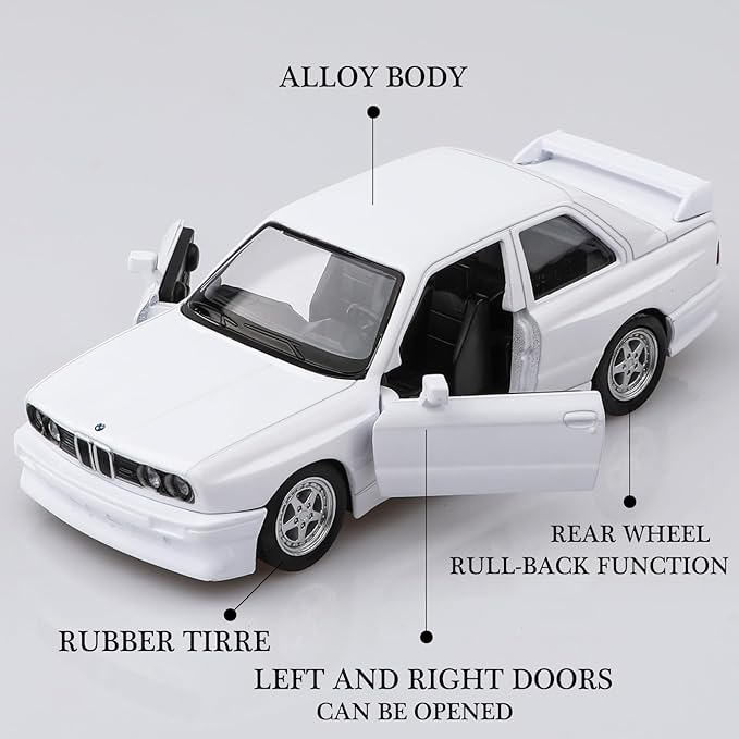 1/36 Scale 1987 BMW M3 Diecast Model Cars,Pull Back Vehicles BMW E30 Toy Cars,Cars Gifts for Boys Girls