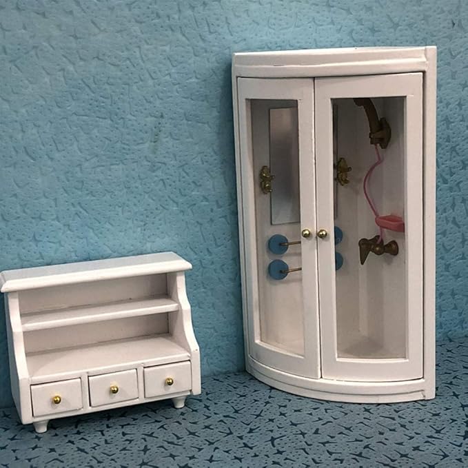 Miniature Wooden Shower Room Miniature Furniture Doll House Asseccories Doll House Furniture for Dollhouse