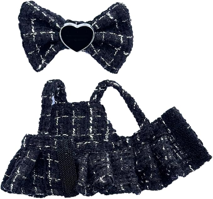 17cm Doll Clothes - Dress for fugler Doll,Luxury Chic Style Set for 5.19-6.7in Dolls,Dolls Outfit Stylish Clothes -Black Heart Design with Rhinestones,Outfit Clothing Set (Style-F)