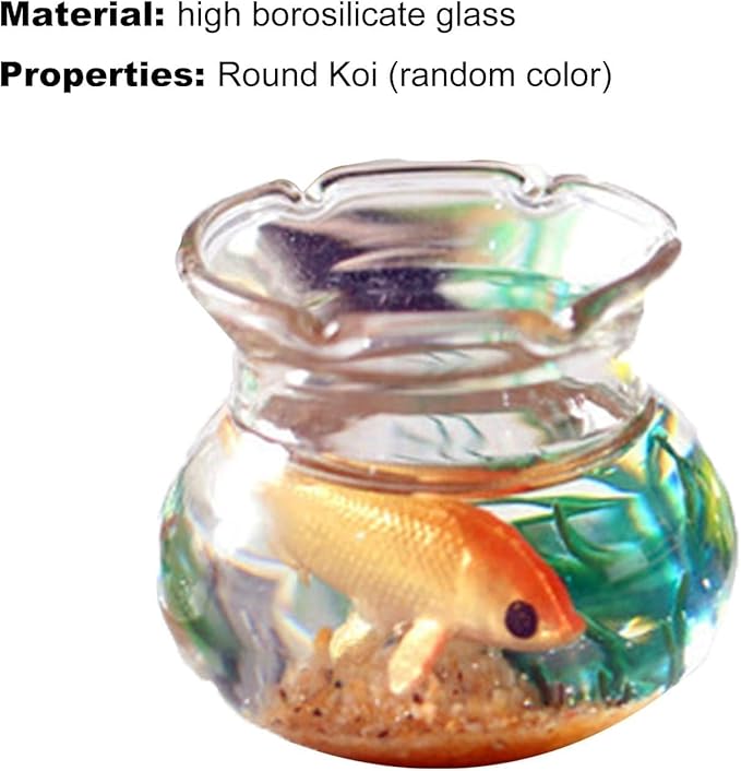 Dollhouse Miniature Goldfish Bowls with Smooth Surface, Realistic Chic Resin Dollhouse Fish Tank Accessories for Garden Scene Decor, Decorations 1.06" x 0.51" x 1.02"