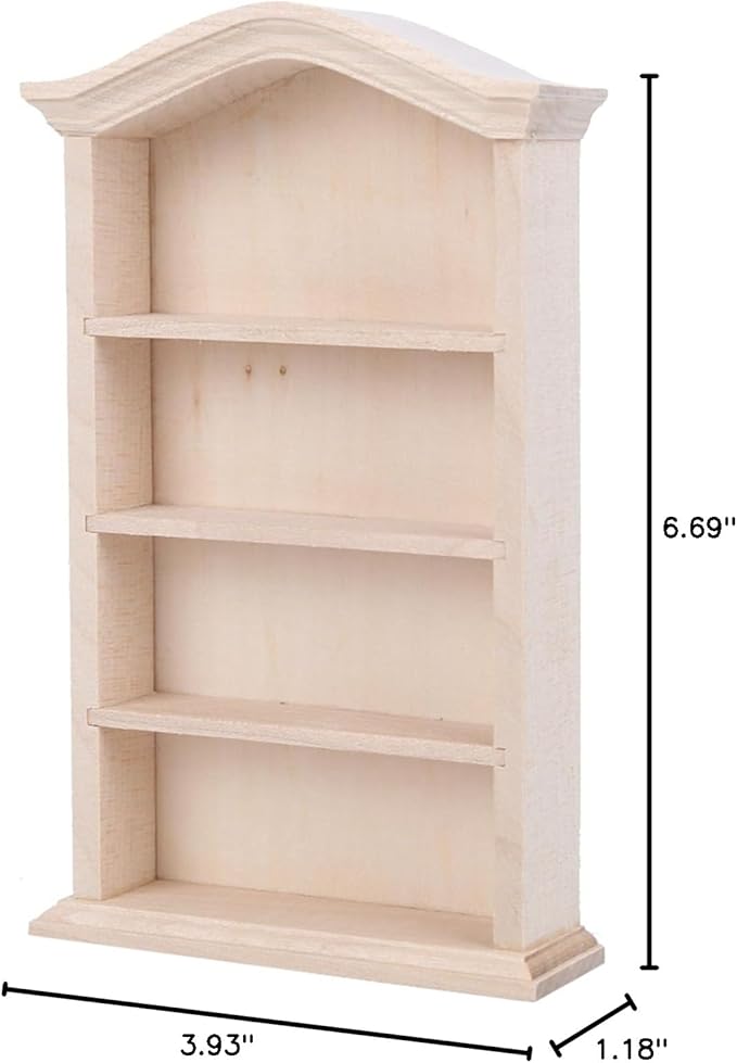 1:12 Mini Bookshelf for Mini Books, 6.2 x 3.7in Dollhouse Bookshelf, Wooden Miniature Bookshelf Decoration as Accessory for Miniature Gardens and Window Displays